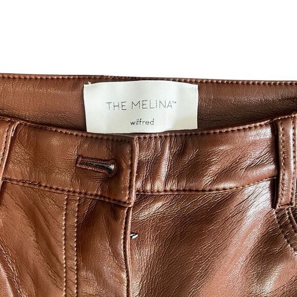 Aritzia Wilfred The Melina High Rise Vegan Leather Pants Brown Size 6 - Picture 7 of 11
